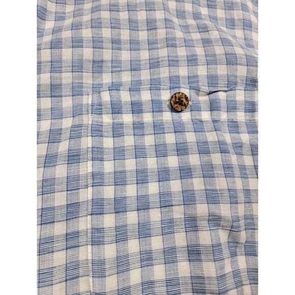 Island Shores Camp Shirt Men's 2XL Blue plaid Linen Blend Short Sleeve Button Up - Picture 4 of 6